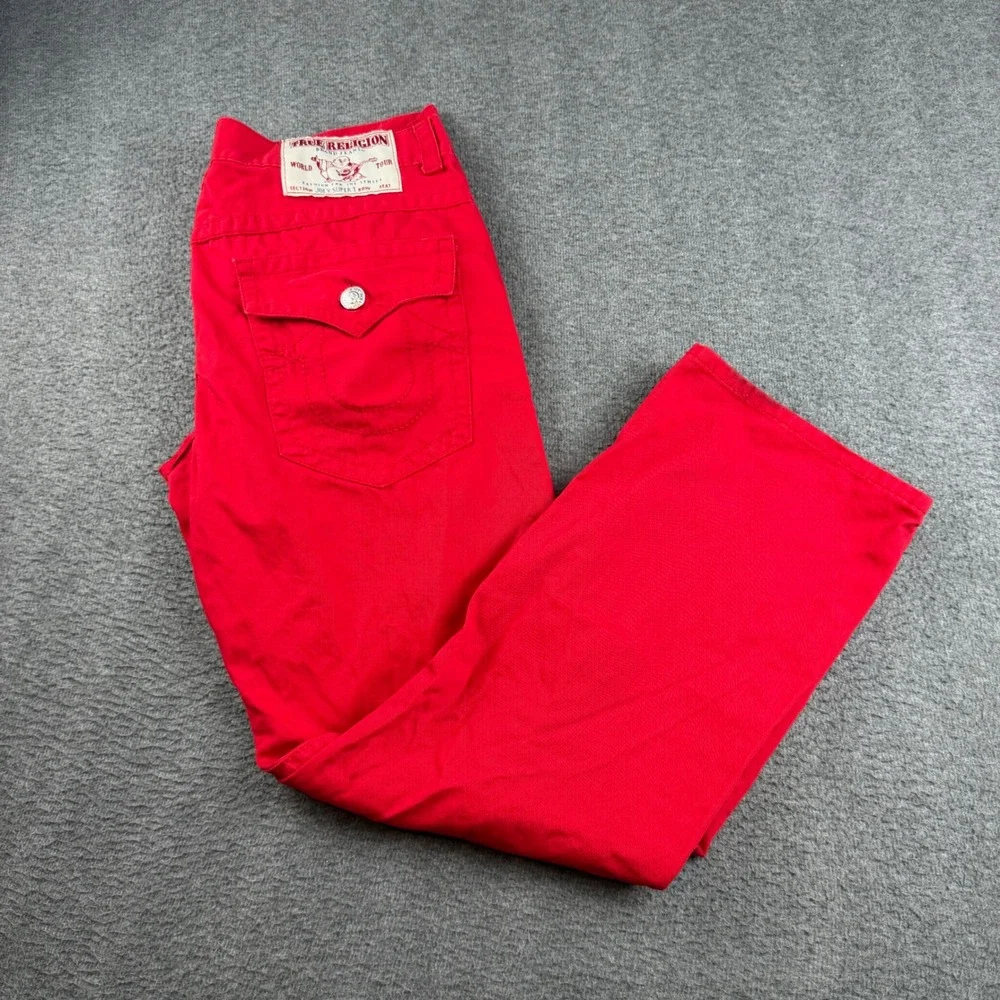 True Religion Joey Super T Pants Men's 40 Red Straight Leg USA Made